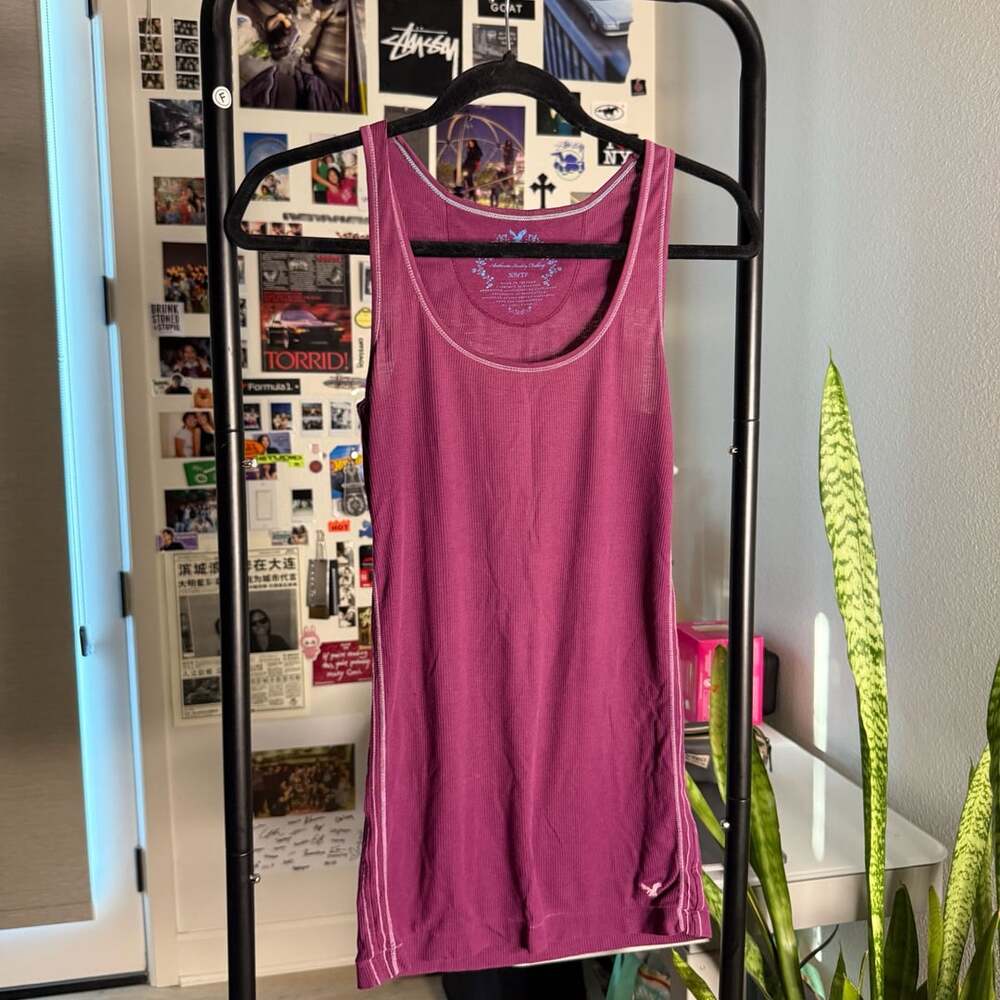Vintage American Eagle Ribbed Tank Top XS Purple